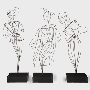 Set of Three Wire Sculptures