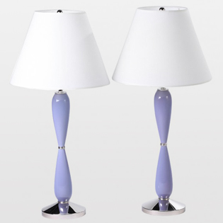 Pair of Lamps  Lavender glazed ceramic